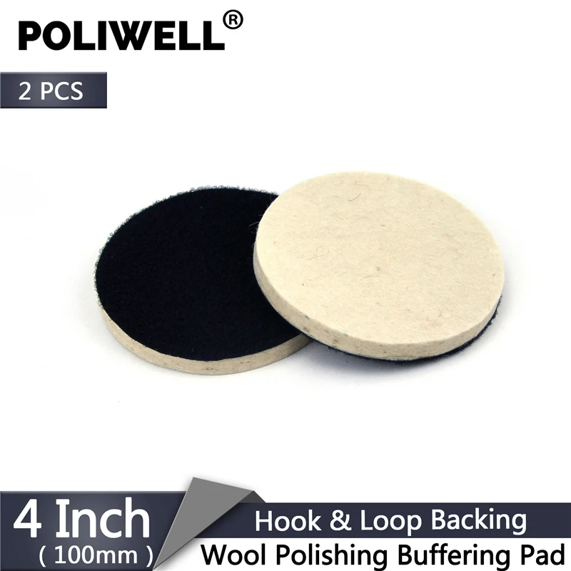 

POLIWELL 2 шт. 4 дюйма 100 мм полировальная подушечка из шерсти крюк и петля подложки шлифовальный, полировальный диск для автомобиля красота дрель роторный инструмент