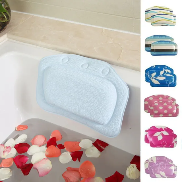 US Buy New Bathroom Supplies Bathtub Pillow Headrest Waterproof PVC Bath Pillows With Suction Cups Head Neck Rest Pillow Party