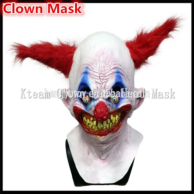 

2017 Top Grade Latex ADULT THE CREEPY KILLER SCARY CLOWN CIRCUS CHINGO MASK Clown Face Mask Joker Funny Face Mask Free size