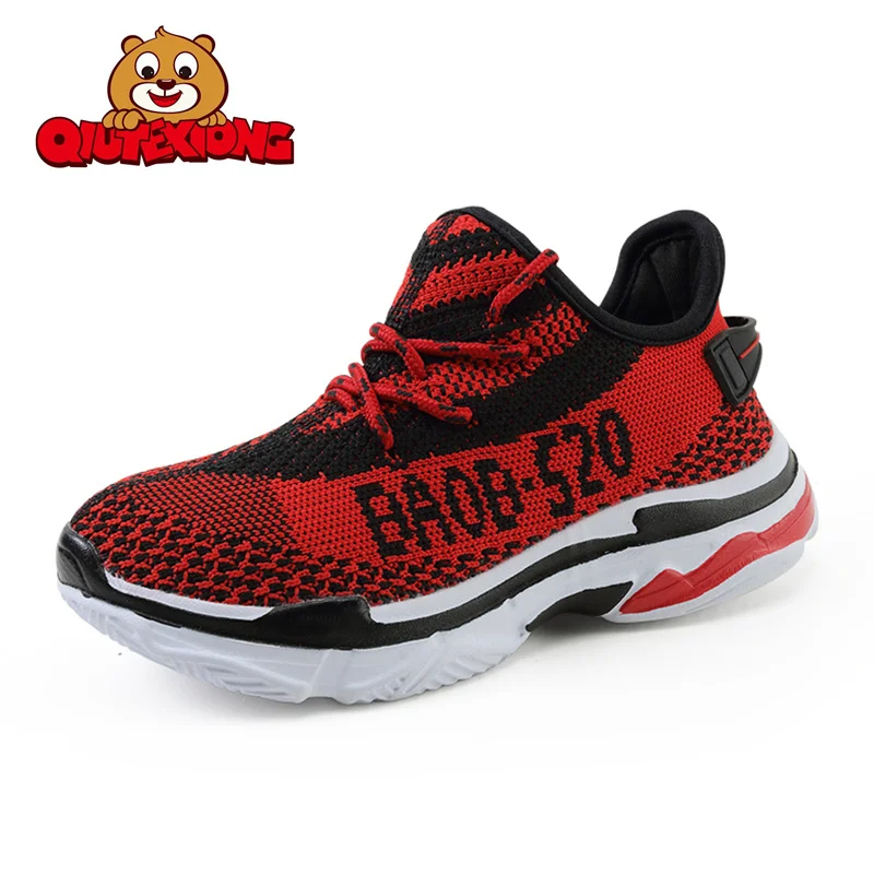 

Hot Sale Fashion Lace-up Kids Shoes Breathable Flying Weave Casual Sneakers Soft Non-slip Light Children School Shoes Size 31-40