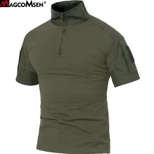 MAGCOMSEN, Мужская Военная тактическая футболка, хлопок, короткий, спецназ, военные футболки, страйкбол, одежда, мужские камуфляжные армейские футболки