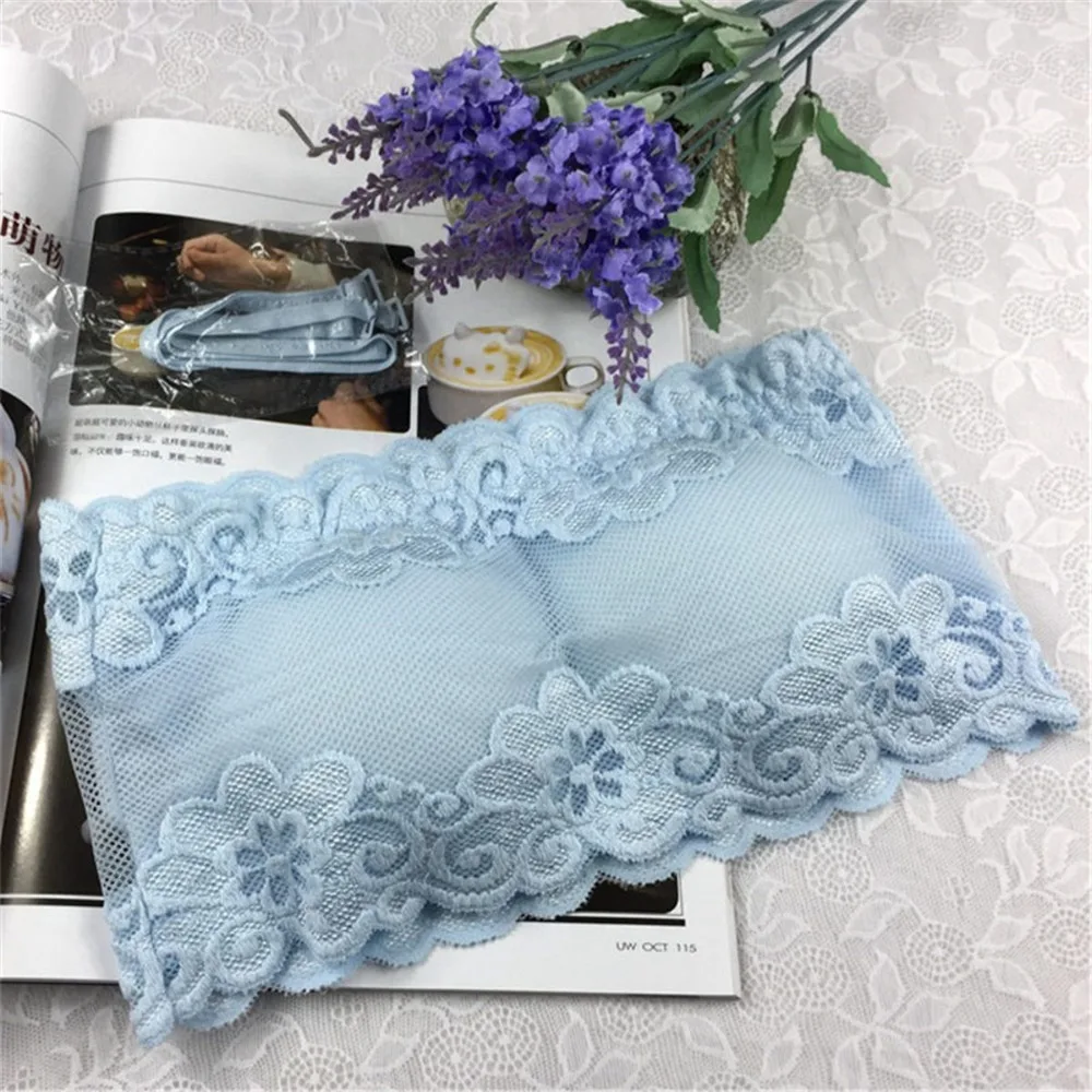 Tube tops for women Summer Full Cup Strapless Wire Free Wrapped Chest Female Bra With Straps 5 Colors Solid One Size Lace Floral Tube tops for women Summer Full Cup Strapless Wire Free Wrapped Chest Female Bra With Straps 5 Colors Solid One Size Lace Floral