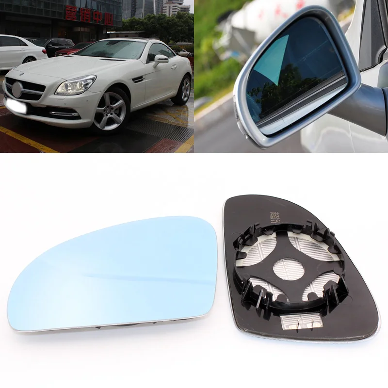 

For Mercedes Benz SLK 200 350 2000-2015 Side View Door Mirror Blue Glass With Base Heated 1 Pair