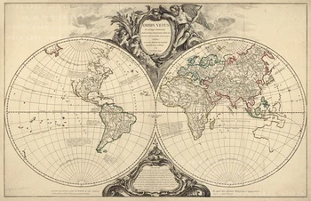

Vintage Northern and Southern Hemisphere Map of 1752 Frameless Cotton Canvas Map/Paintings for Home/Office/Study Room Decor