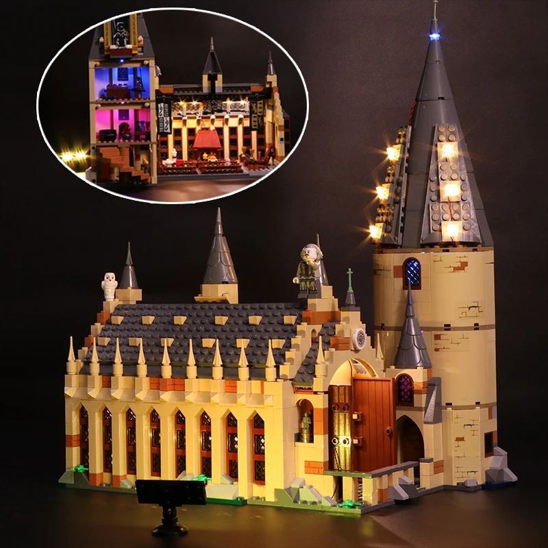 Tanie Zestaw światła LED do Lego 75954 Harry Movie kompatybilny 16052 hogwart Great Hall klocki klocki zabawki (LED light + opakowanie na baterie)