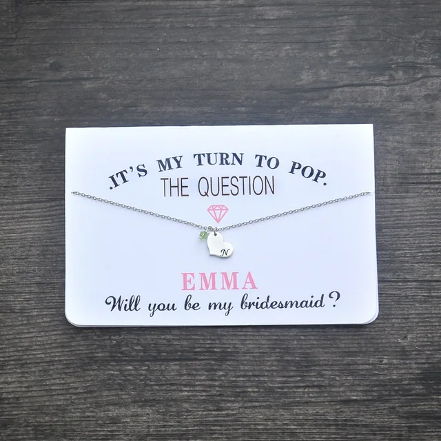 Personalized Bridesmaid Bridesmaid Kalung Kartu Ucapan 