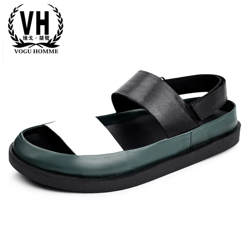 

Summer Roman sandals men all-match cowhide sandals Sneakers Men Slippers Flip Flops casual Shoes beach outdoor Genuine Leather