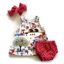 3PCS Infant Toddler Kids Baby Girl Clothes Top Dress+Short Pants+Headband Outfits Set