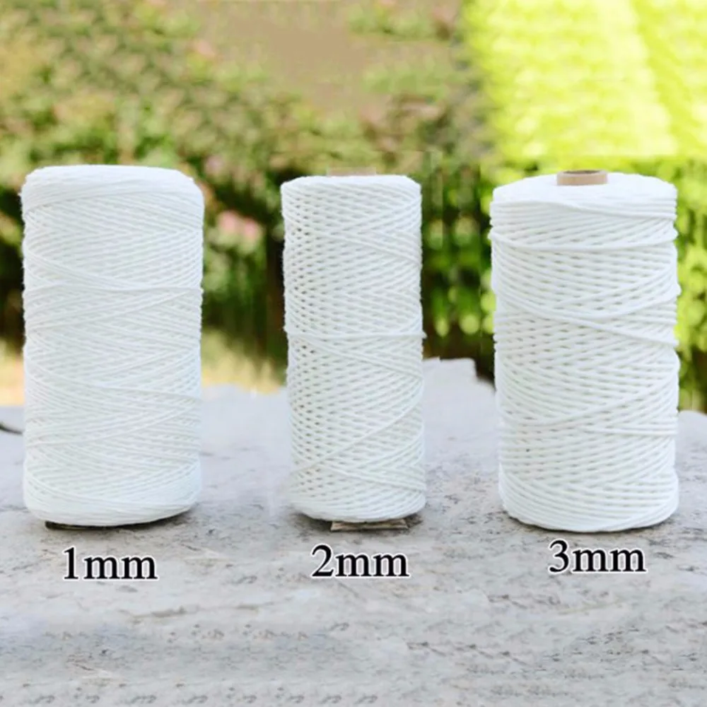 1pc 100% Natural Cotton Twisted Cord 1/2/3mm Diameter 200m/400m Length For DIY Home Textile Craft M - 32886232766