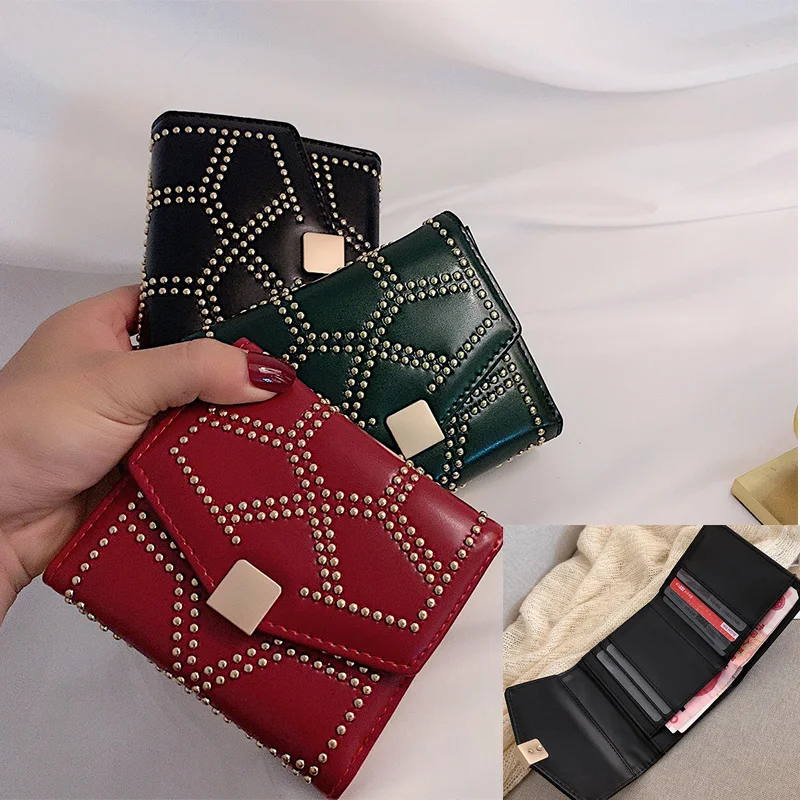 

Mantis Shrimp Women Purse Small Wallet Rivet Luxury Wallet PU Leather Girls Wallets Women's Wallets and Purses Designer Wallet