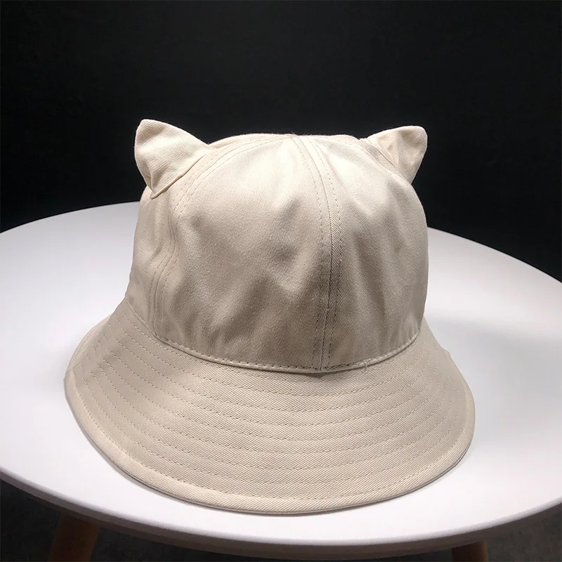 Милый рожок сплошной цвет Рыбацкая шляпа для мужчин и женщин Летнее средство для защиты от солнца солнцезащитная Кепка Складная Солнцезащитная Панама шапочки - Цвет: Бежевый