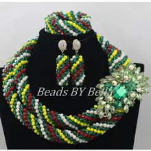 Великолепные Африканские свадебные бусы оплетка кристалл ожерелье нигерийские вечерние подарочные наборы Африканский Свадебный Ювелирные изделия Новинка ABF608