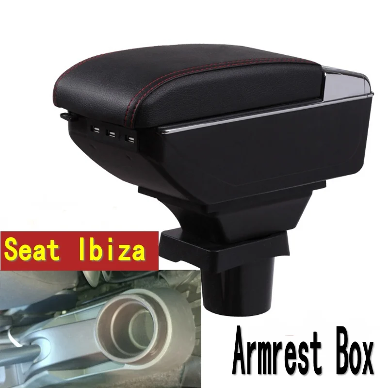 For Seat ibiza armrest box central Store content Storage box Seat armrest box with cup holder ashtray USB interface for chery tiggo 2 3x 2016 2017 2018 armrest box central store content box with cup holder ashtray decoration with usb interface