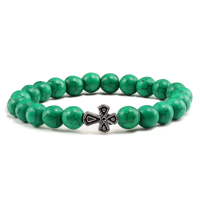 

Colorful Turquoises Bracelets For Woemen Plastic Red Thread bracelet Ladies Yoga Black Weathered Mens Bangles Jesus Prayer Cross