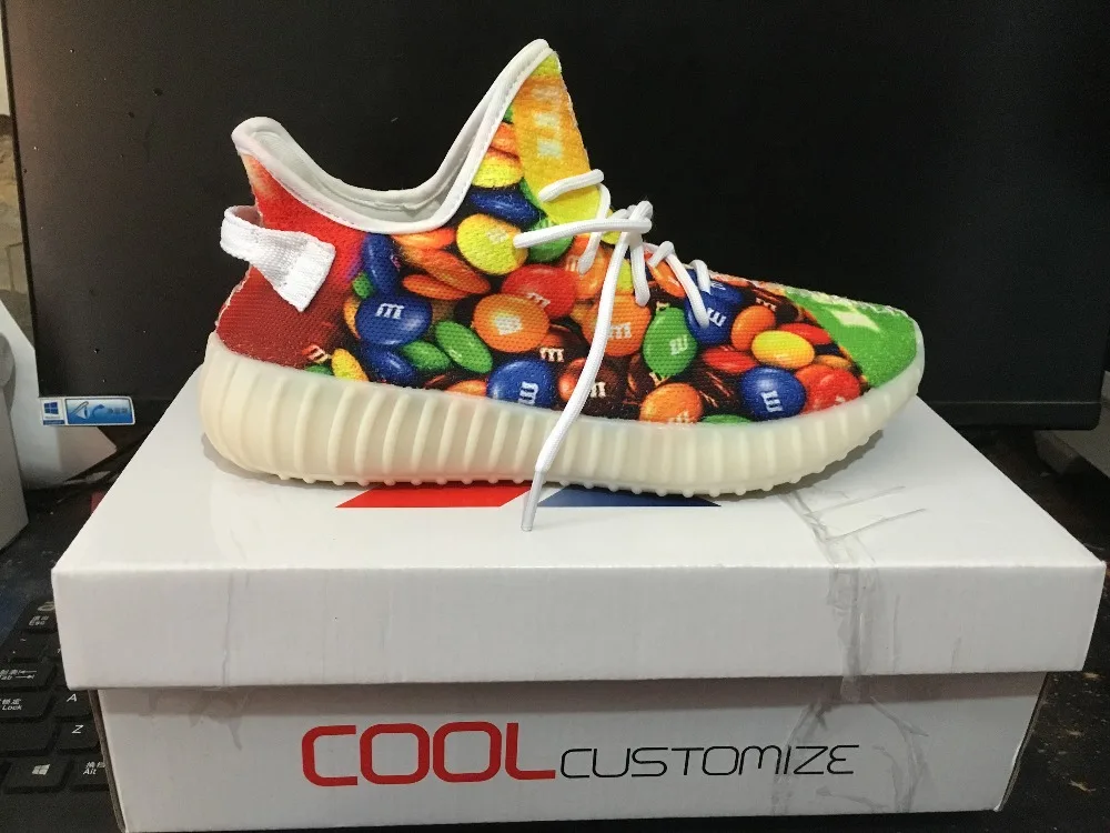Для мужчин к рисунку пользовательские Yeezies Air 350 V2 Boost кроссовки женщин открытый