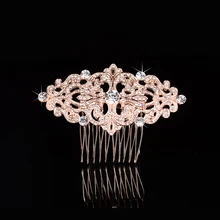 Stunning New Arrival Hot Selling Rose Gold Rhinestones Crystal Flower Leaf Wedding Hair Comb Bridal Hair