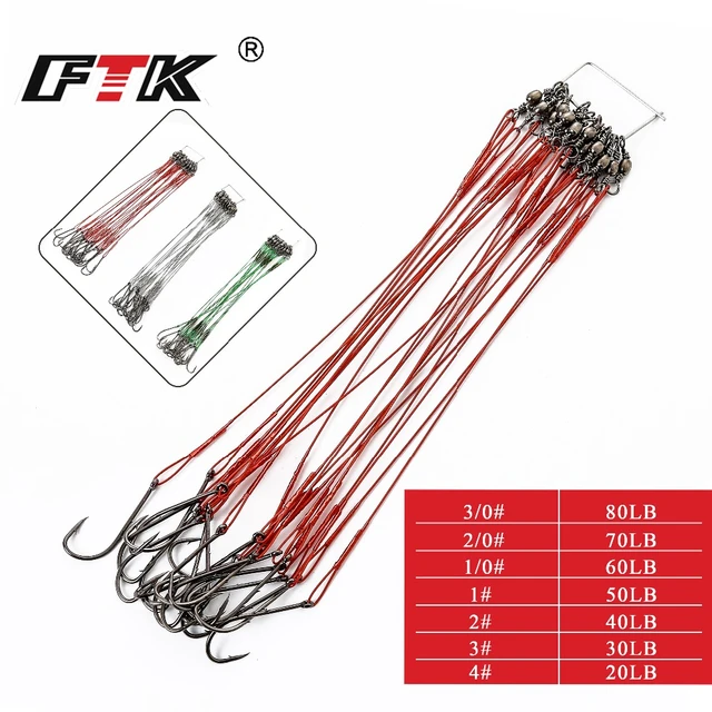 FTK 20pcs/lot 3 Colors 20LB-80LB Anti Bite Steel Fishing Line Steel Wire  Leader With Swivel Fishing Accessory - AliExpress