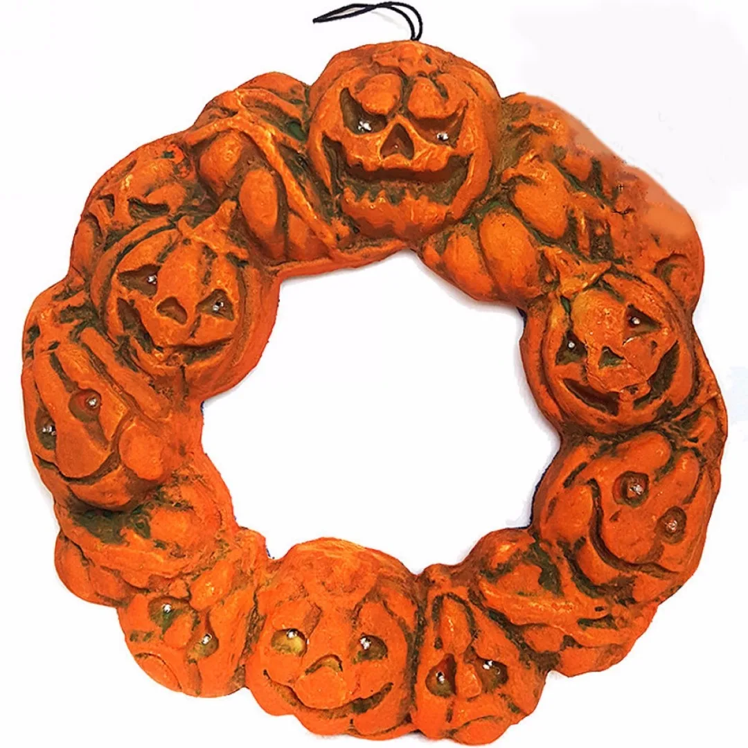 DIY Halloween Jack-o'-Lantern LED Pumpkin Spooky Wreath Door Hanger Hanging Decor 2019 new