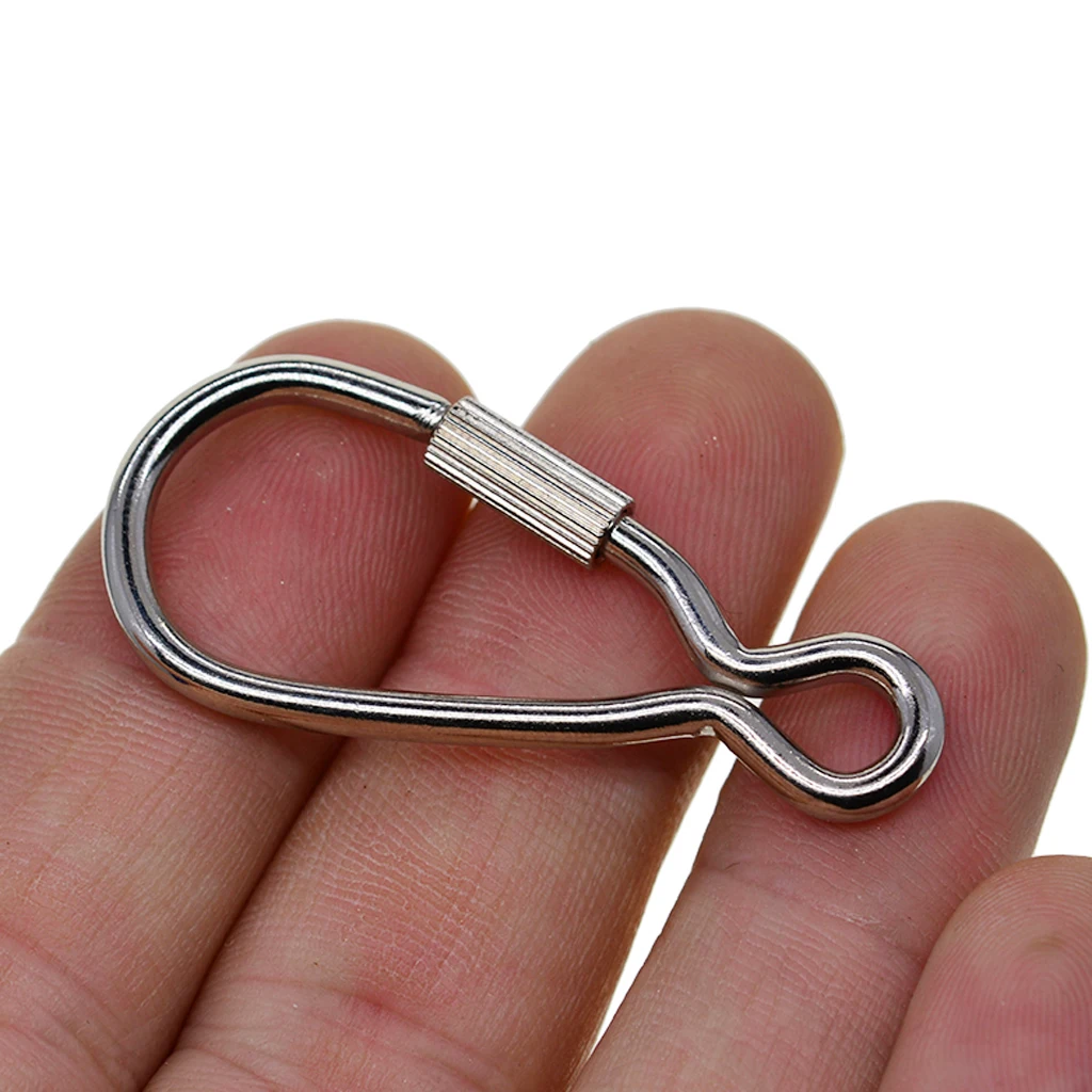10 Pieces Durable Steel Screw Lock Carabiner Buckle Clip Keychain Hiking Climbing Backpack Key Ring Hook, 46x21mm