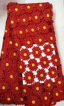 

Free delivery by DHL!Royal blue + red African lace fabric water soluble lace and water diamond lace for women's wear 20170200
