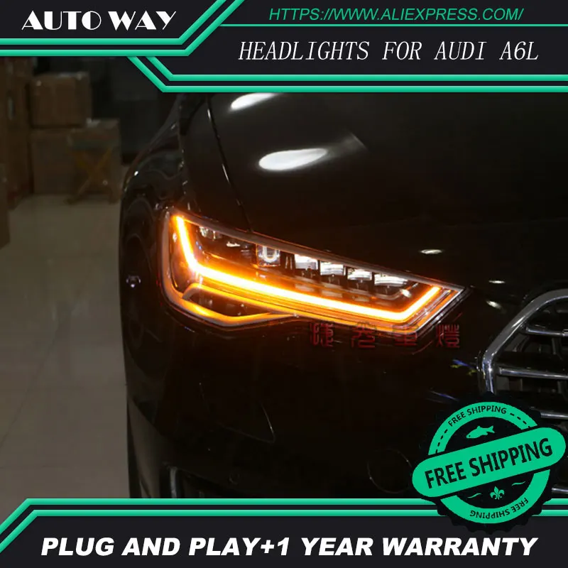 Стайлинга автомобилей Фара для Audi A6L A6 2012- Фары для автомобиля светодиодные фары DRL дневные Бег света Би- ксеноновые линзы HID