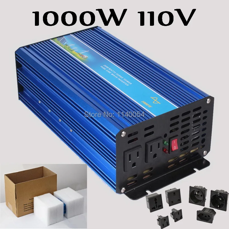

New Design 1000W Inverter 110V DC to AC 110V or 230V with 2000W Surge Power, 1000W Pure Sine Wave Solar Wind Power Inverter 110V