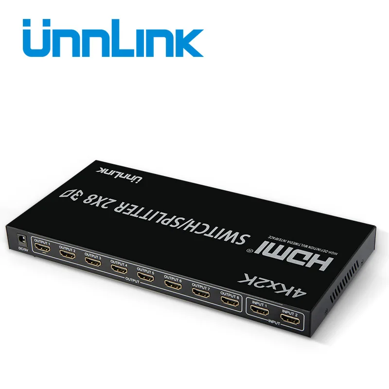 Unnlink HD mi сплиттер/коммутатор 2X8 UHD HD mi 1,4 4K@ 30Hz 2 входа 8 выход для светодиодный 4K tv mi box монитор компьютера ps4 проектор