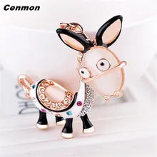 1PC Charm Little donkey Keychain Crystal Keyring Rhinestone Pendant Bag Key Chain Ring Car key chains accessory