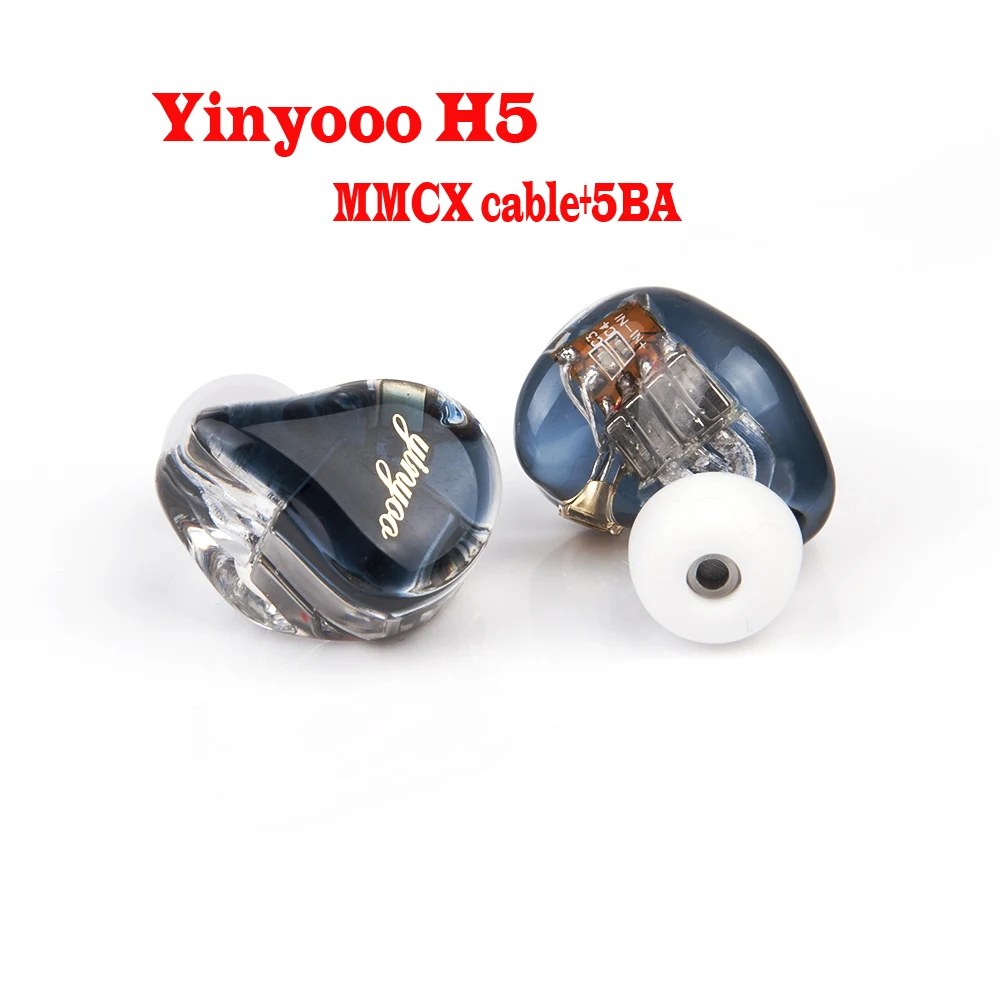 

Yinyoo H5 5BA Custom Balanced Armature Earphone FHi-Res Music Headset with Detachable MMCX Cable for Rock DJ Hip Hor Jazz Music