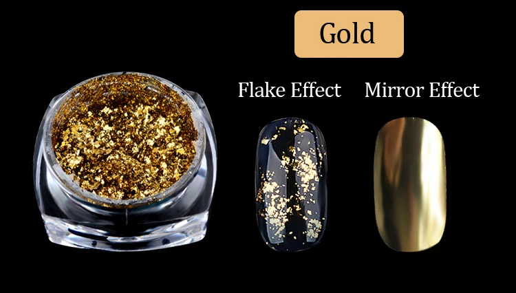 1 коробка золотой серебряный блеск алюминиевые хлопья волшебный зеркальный эффект порошки блестки Гель-лак для ногтей хромированные пигментные украшения