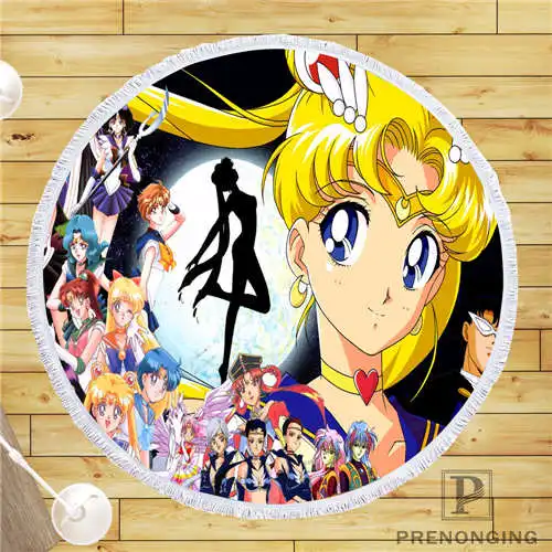 

Custom DIY Customized Microfiber Fabric sailor_moon (1)@ Round Beach Blanket Towel Printed on Demand 150cm #19-01-28-3-77