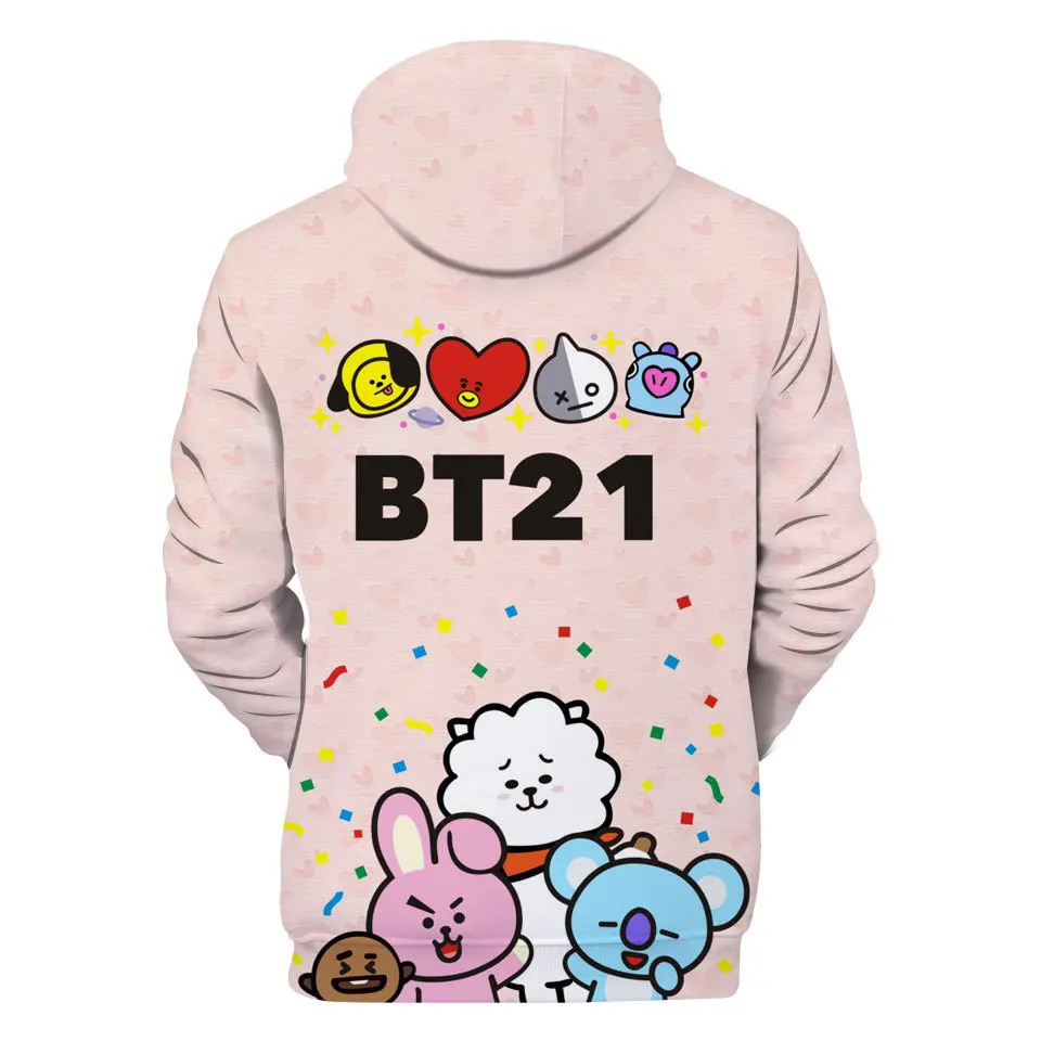 Kpop BTS BT21 3D Coreanos con capucha hombres mujeres sudadera Harajuku de Kawaii ropa de sudor|Sudaderas con capucha y sudaderas| AliExpress