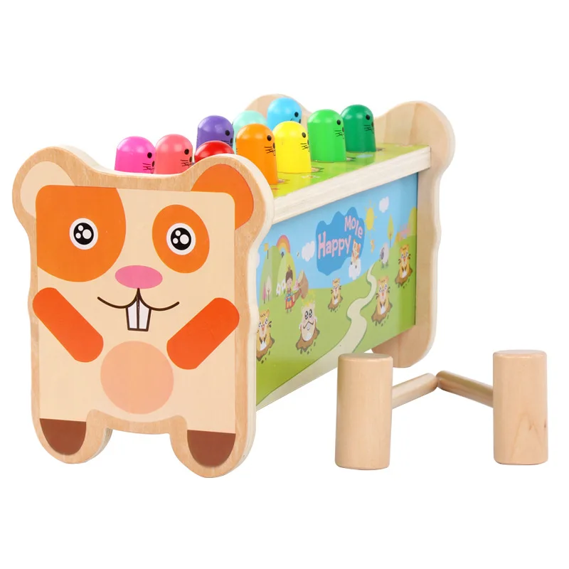 

Wooden Cartoon Cute Knocking Ten Gophers Toy Creative Color Recognition Early Educational Toys For Children Christmas Gift QB233