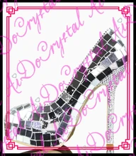 Aidocrystal 2016 New Fashion Silver Woman Platform Shoes Crystal High Heels Shoes Crystal Round Toe Lady Party Proms