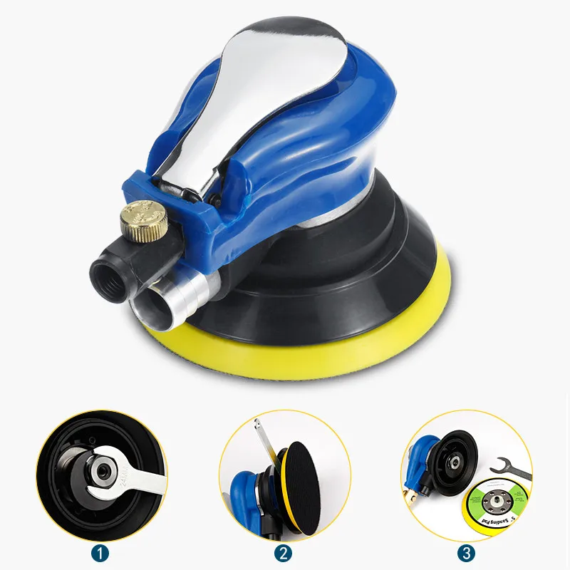 

5 Inch Air Orbital Sander Dual Action Sander Pneumatic Orbit Polisher Grinding Sanding Tools with Sanding Discs Pad