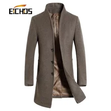 Мужская Шерстяное Пальто Slim Fit Мужчины Средней Длины Пальто И куртки Сплошной Цвет Мужской Манто Homme Пальто Зимой Шерстяные Пальто мужчины