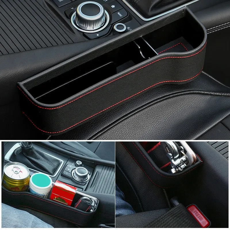  Storage Box Car Organizer Seat Gap PU Case Pocket Car Seat Side Slit for Wallet Phone Coins Cigaret - 32896657737