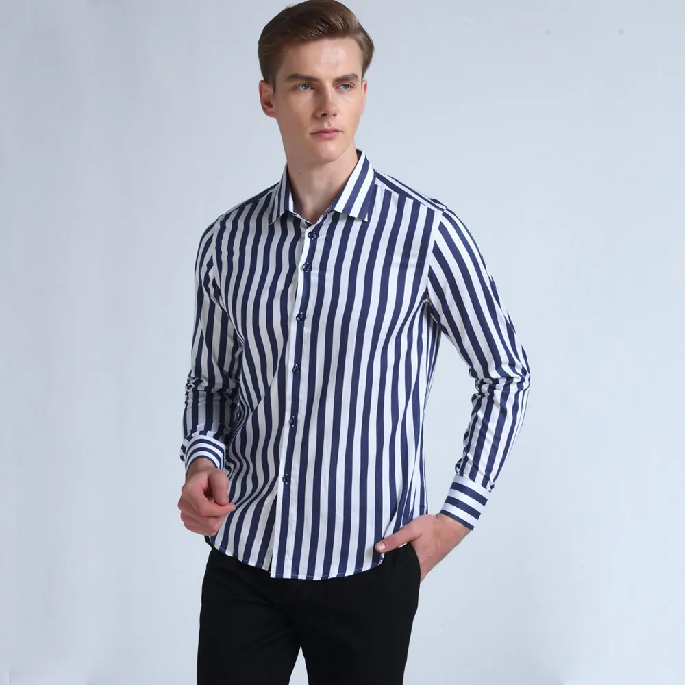 Men's Striped Long Sleeve Business Casual Dress Shirts image 4