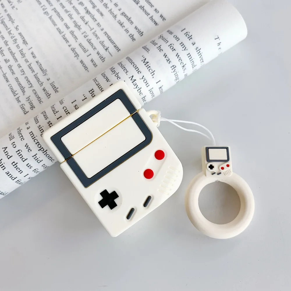 Палец кольцо ремешок беспроводные наушники защитный чехол 3D Ретро Gameboy силиконовые наушники чехол для Apple AirPods 1 2 зарядная коробка