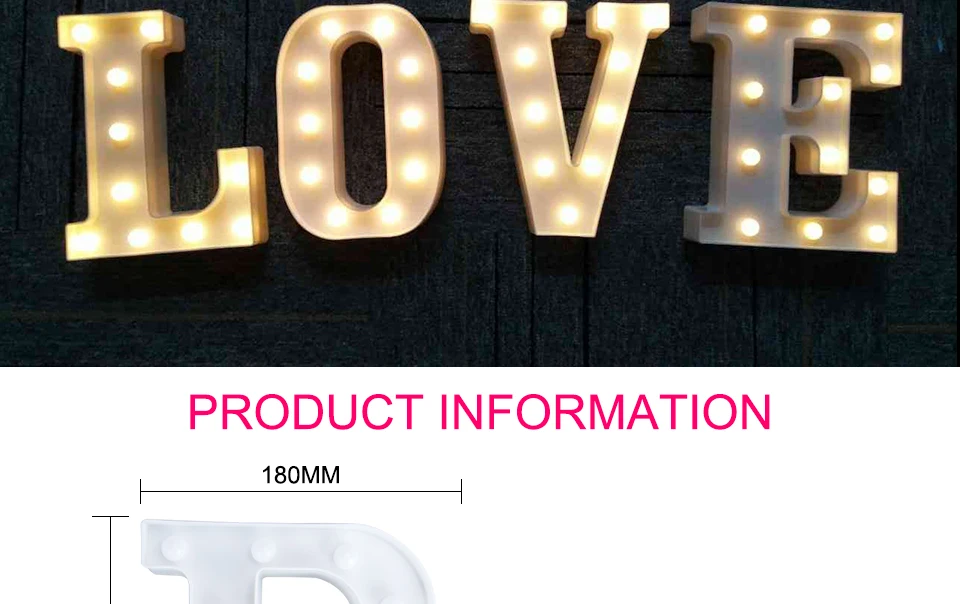 A-Z Alphabet Letter 3D LED Table Light Symbol Indoor Decoration Chirstmas Wedding Party Marquee Sign Romantic Display wall lamp (5)