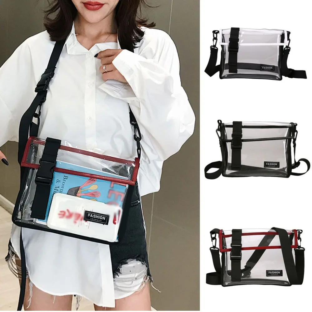 

xiniu Girls Fashion Transparent Street Personality Versatile Shoulder Chain Trendy Candy Color Clear Messenger Bag #0315