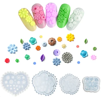 

ELECOOL Jewelry Silicon Nail Art Template Nail Carving Diy Gel 3D Flower Three-dimensional Model Nail Oil Carved Nail Art tools