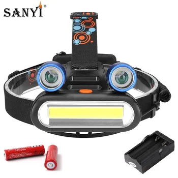 

COB LED Headlamp Headlight 4 Mode Frog Shape Head Lamp 18650 Forehead Torch Red Indicator Light For Night Cycling Safety Warning
