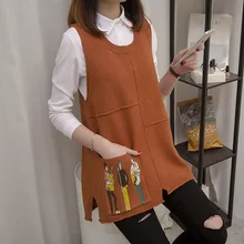 И осенняя свободная Корейская версия жилета с v-образным вырезом на плечах, шерстяной жилет без рукавов, вязаный свитер, куртка, весеннее платье