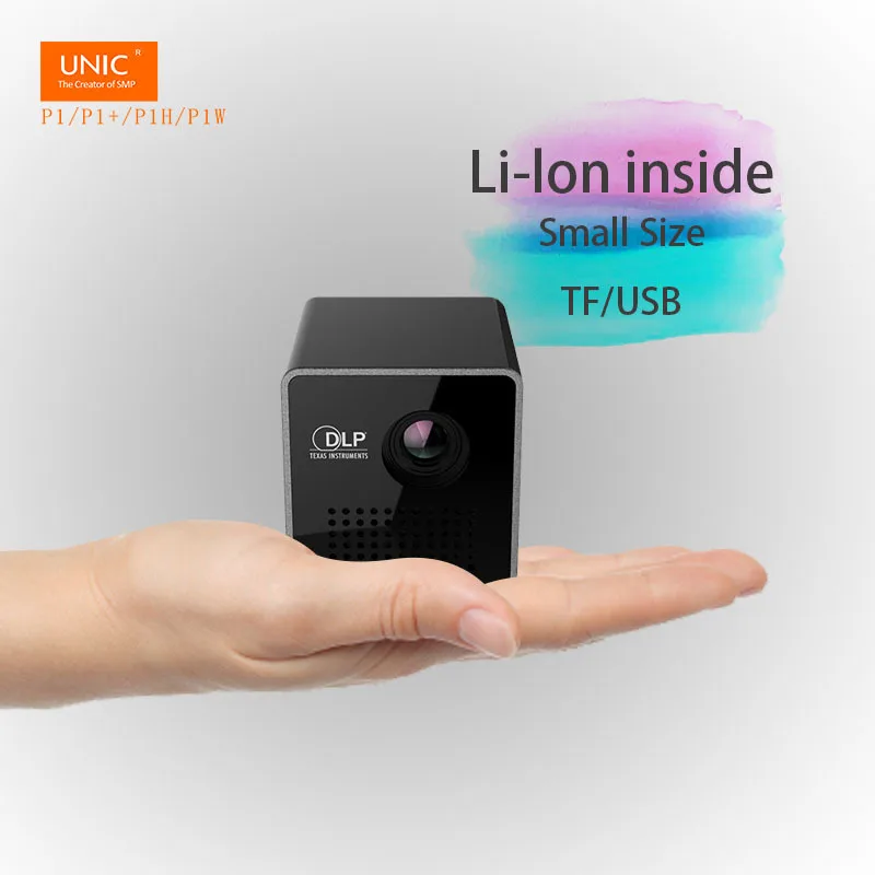 

UNIC Mini Projector P1 Protable Pocket Size Pico DLP Projector Micro TF/USB Smart Beam Home Cinema