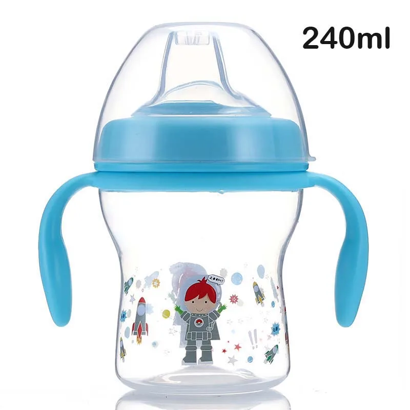 bangbei blue Узнайте для кормления питья воды с соской, бутылочка с ручкой Mamadeira Сиппи учебный Поильник Детская кружка для кормления 240 мл - Цвет: bangbei blue