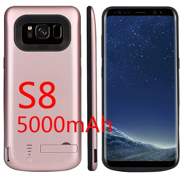 5000 мАч/6500 мАч зарядное устройство чехол для Samsung Galaxy S8 Зарядка телефона крышка питания для Samsung S8 Plus резервного копирования батарея Чехол - Цвет: S8 Rose Gold