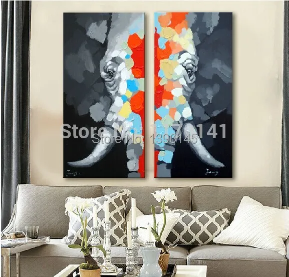 BA Oil Painting Best Sales Handmade Abstract Elephant on Canvas Animal Oil Wall Art 100