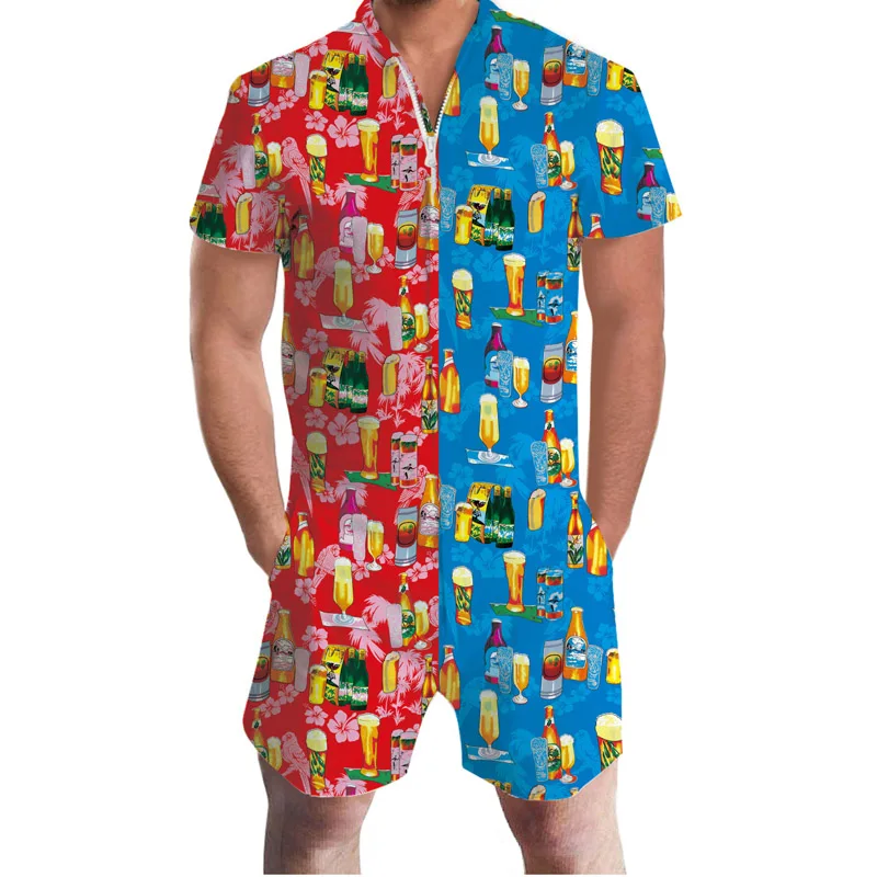 New Pride Romper Summer Drink Beer Rainbow Men Romper 3D Graphic Romper Casual Zipper Jumpsuit Overalls USA Flag Beach Men's Set New Pride Romper Summer Drink Beer Rainbow Men Romper 3D Graphic Romper Casual Zipper Jumpsuit Overalls USA Flag Beach Men's Set
