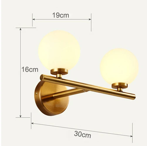 Современный светодиодный настенный светильник в скандинавском стиле с молекулярным стеклянным шаром, настенные светильники для гостиной, спальни, художественное внутреннее настенное освещение, светильник - Цвет абажура: 2 heads A